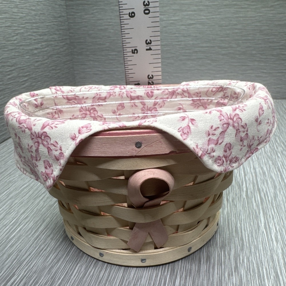 Longaberger Hope Basket Breast Cancer Awareness w/ Liner Protector Pink 2002 - Picture 7 of 10